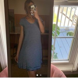 navy striped mini dress